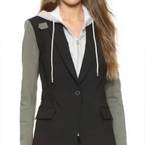 Veronica Beard black/olive dickie blazer with sleeve detail
